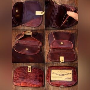 Handmade Texas Leather Coin Purse Wallet – Croc Embossed Burgundy